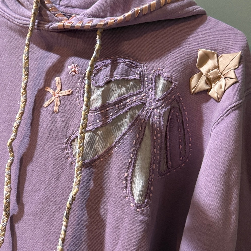 Free People Love Letters Lavender Hoodie Embroidered XS NWT Sold Out Unique - Picture 2 of 8